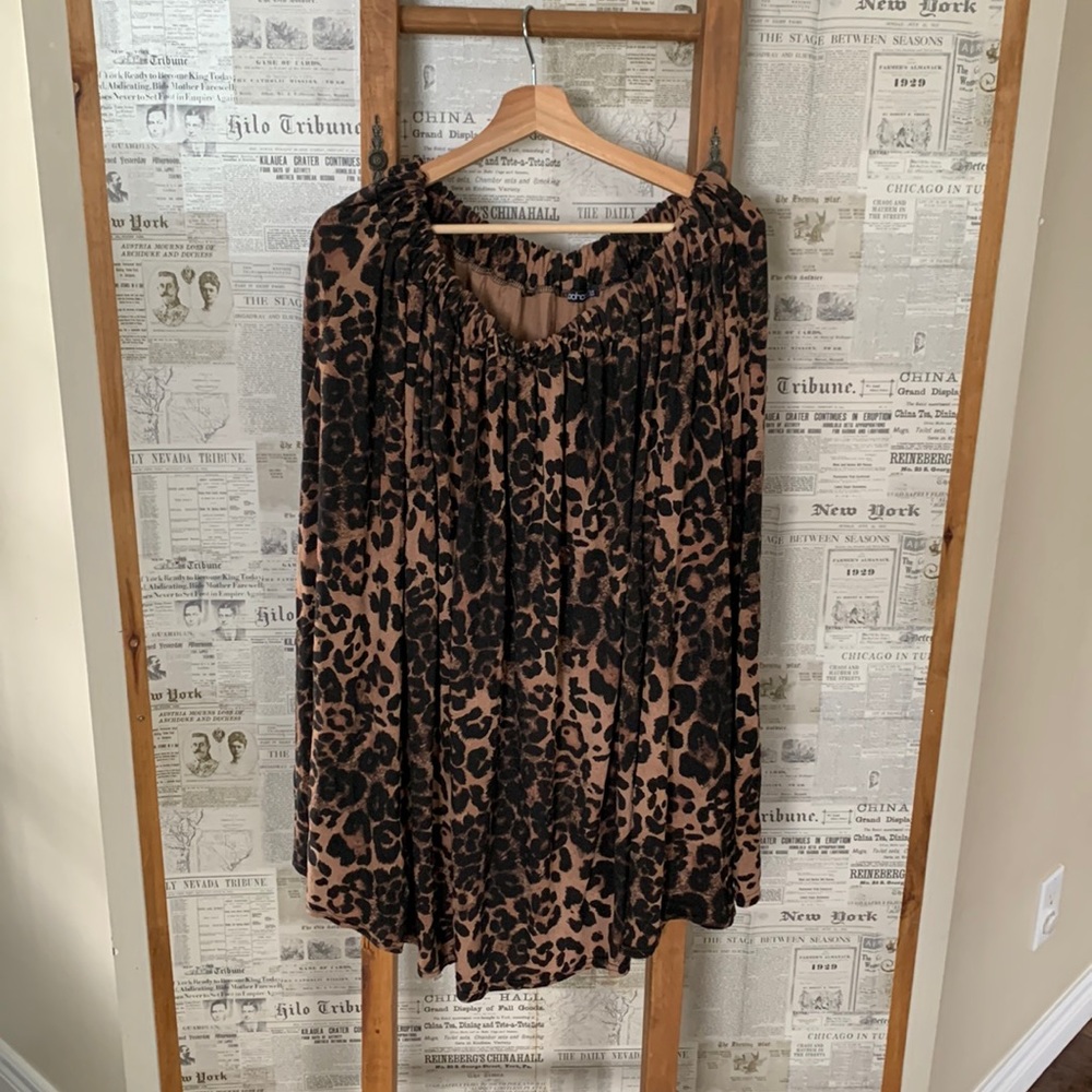 Boohoo Plus Size Leopard Skirt